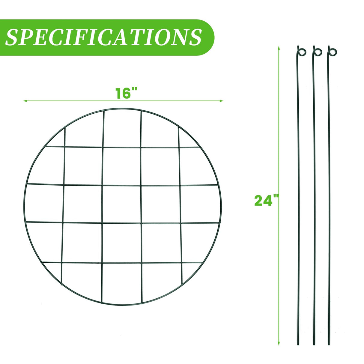 TIyneayle 12 Pack Peony Cages and Supports 16 x 24 Inch Grow Through Plant Support Peony Support Ring for Outdoor Plants