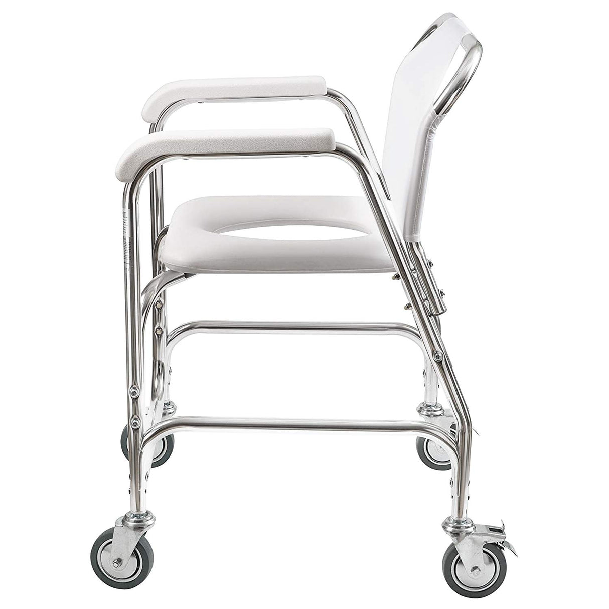 DMI Rolling Shower Chair, Commode, Transport Chair, FSA Eligible, Rolling Bathroom Wheelchair for Handicap, Elderly, Injured or Disabled, Rear Locking Wheels, 250 lb. Weight Capacity, White