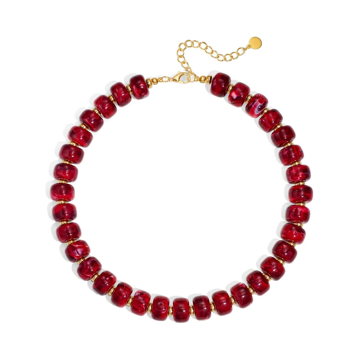 Zhuozatrfa Chunky Beaded Choker Necklace Handmade Wine Red Resin Beads Necklace Unique Statement Chunky Necklaces Trendy Jewelry