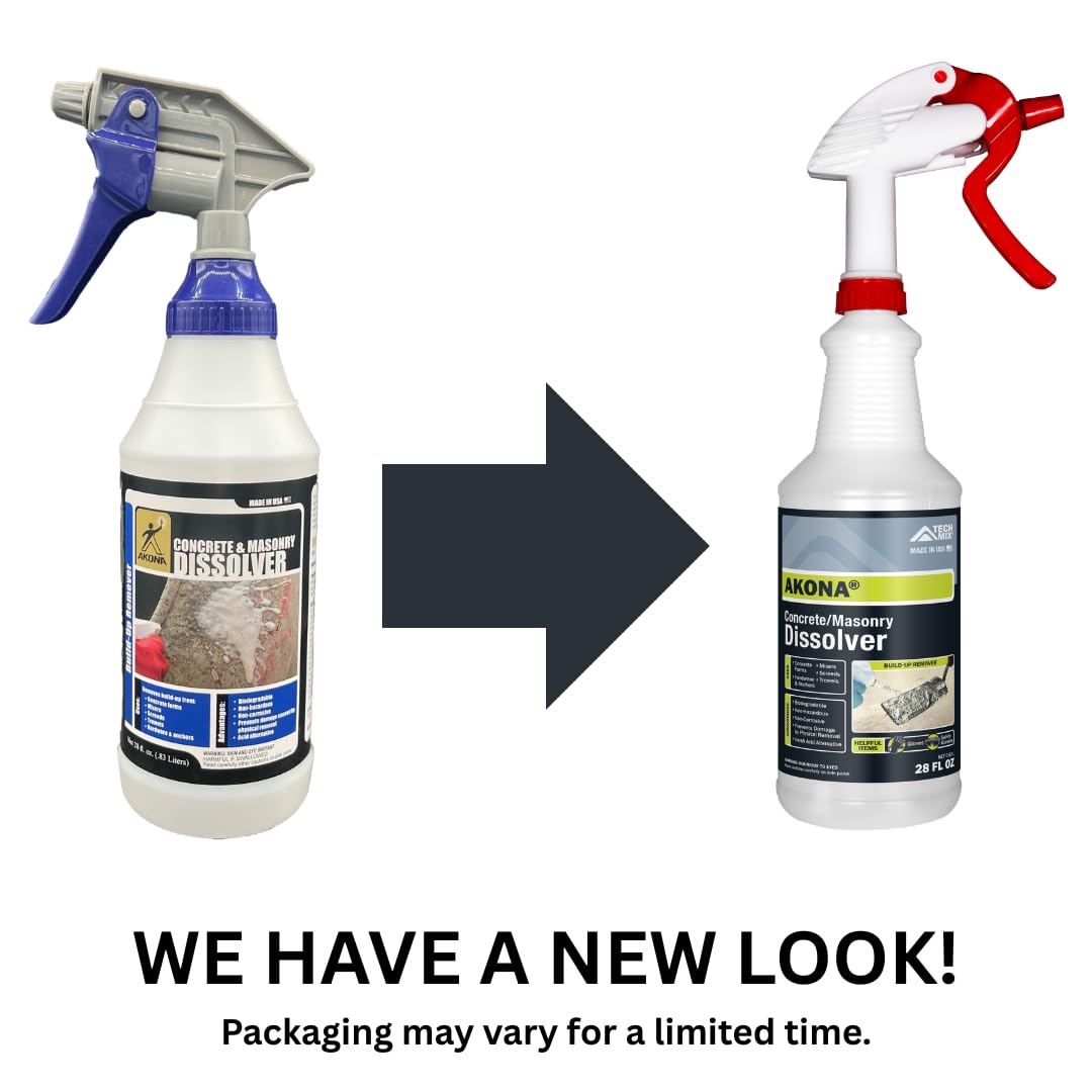 Akona Concrete & Masonry Dissolver - Remover for Cement, Splatter, Concrete, Grout, Brick, Mortar, & More, Ideal for Tools & Walls (28 Ounces)