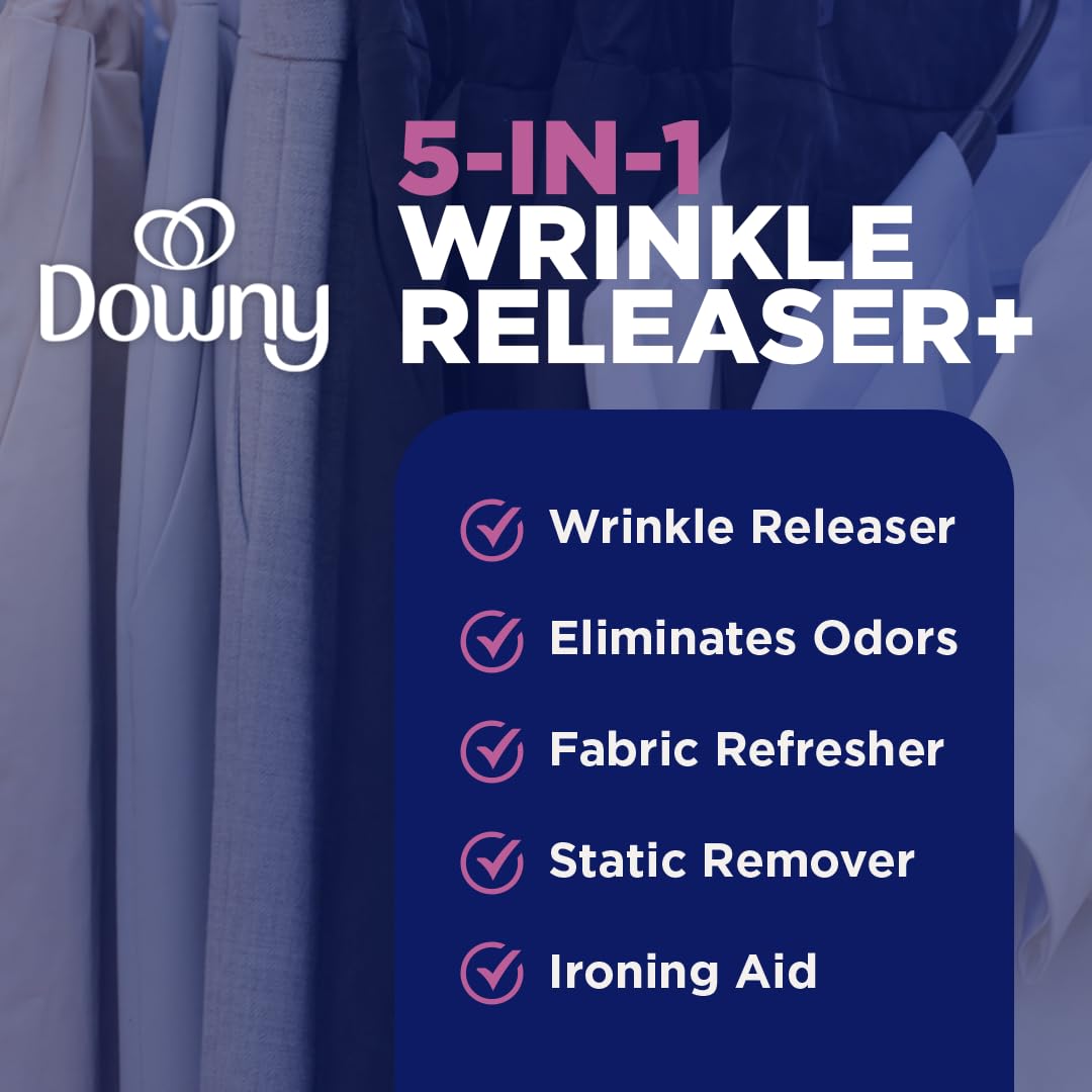 Downy Wrinkle Release Spray Travel Size, All In One Formula, Removes Wrinkles, Static and Odor Eliminator, Light Fresh Scent, 3 Fl Oz, Pack of 12