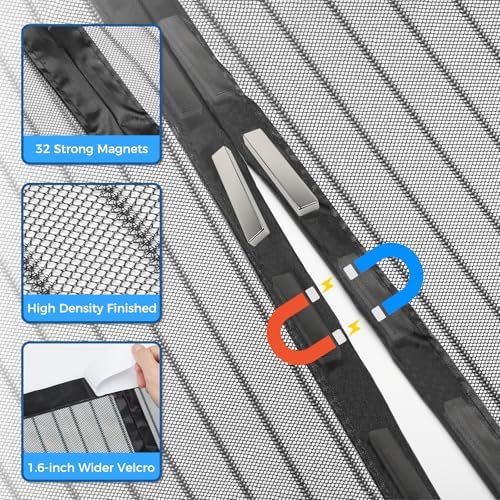 Smartor Magnetic Screen Door Magnetic Closure Fits 36"x80" Doors |Polyester - Retractable Screen Door Mesh| Self Sealing|Hands Free |Keeps Bugs Out|Pet and Kid Friendly-39 Inch x 82 Inch