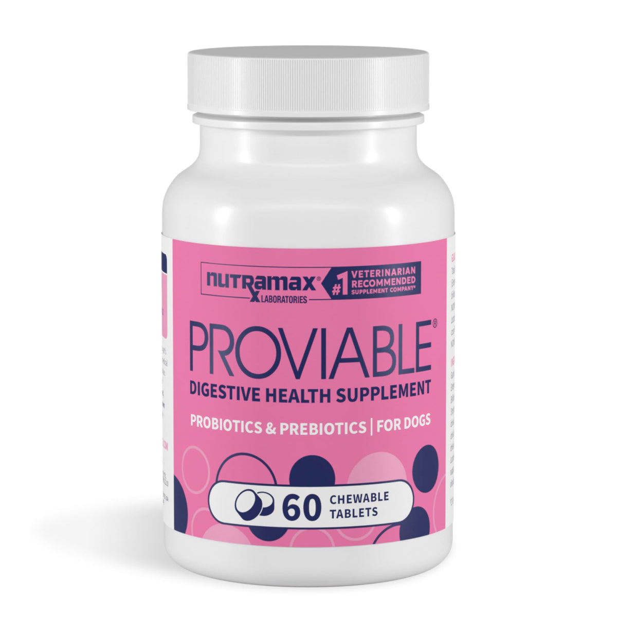 Nutramax Proviable Probiotics + Prebiotics for Dogs, Chewable Tablets, 60ct