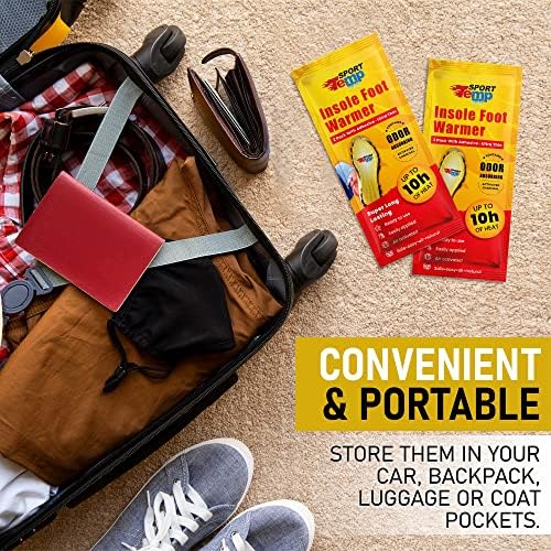 Insole Foot Warmers - Up to 10 Hours of Heat, Easily Apply with Adhesive - Ultra Thin, Easy, All Natural - Air Activated, Odorless Hot Insole Warmers - Sport Temp