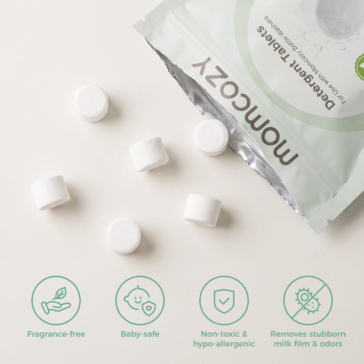 Momcozy Official Detergent Tablets for Momcozy Bottle Washers, 120 Tablets