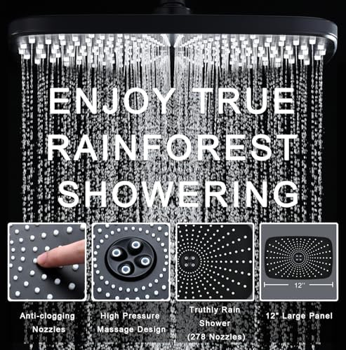 High Pressure Rain Shower Head: Upgrade Shower Heads with Handheld Spray Combo with Fixed Showerhead and 10 Sprays Handheld Shower Head, Detachable Showerheads Built-in Magnetic Docking and Power Jets