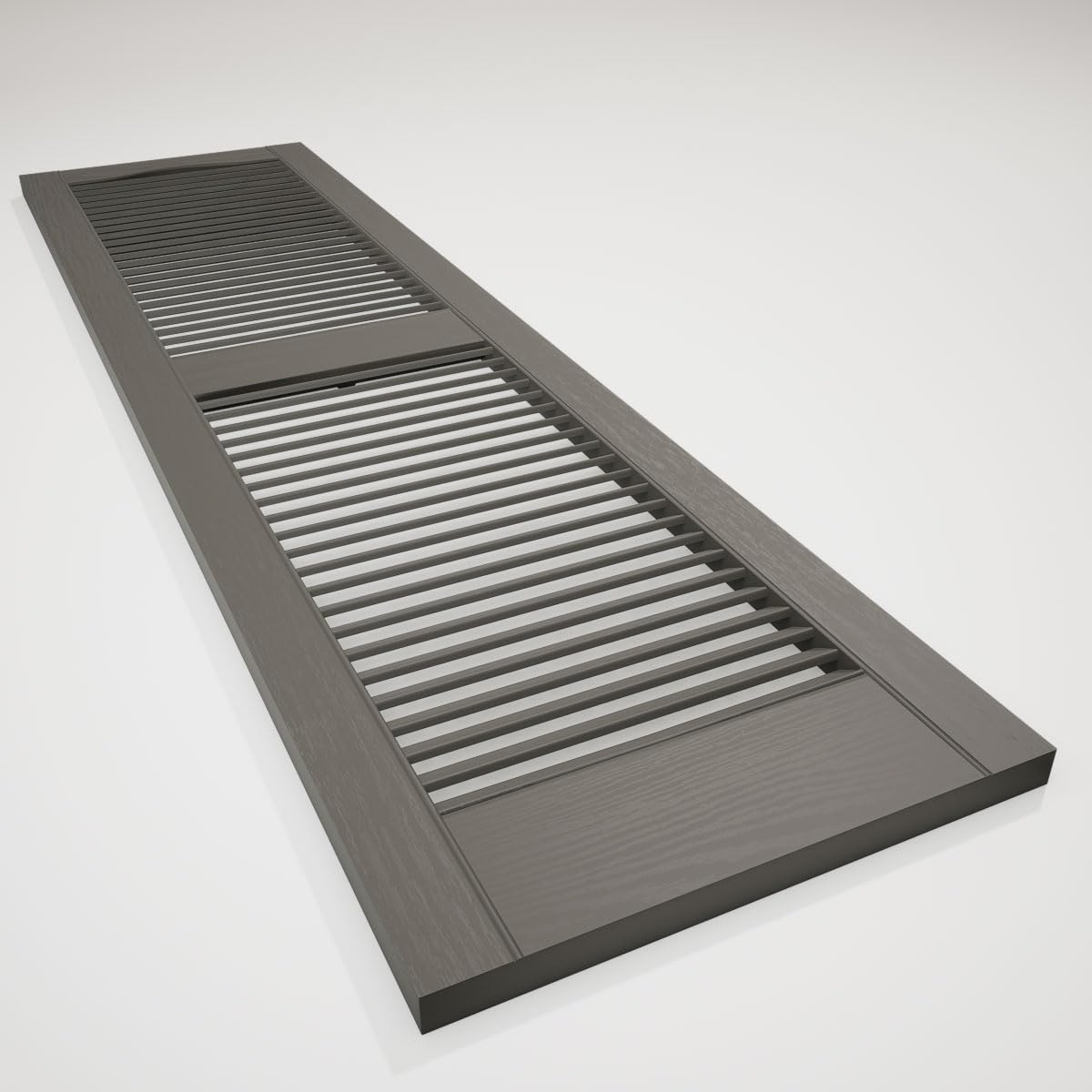 Ekena Millwork Lifetime Vinyl LL1S14X06700TG Standard Cathedral Top Center Mullion, Open Louver Vinyl Shutters, w/Installation Shutter-Lok's & Matching Screws (Per Pair), 14.5"W x 67"H, Tuxedo Grey