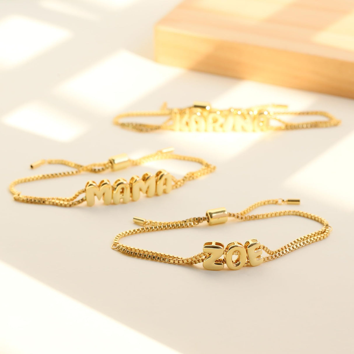 U ZERO Personalized Name Bracelet for Women, Custom Bubble Letter Jewelry Gift for Mom, Bridesmaid, Girlfriend - Birthday, Christmas, Thank You Present (Style-A)
