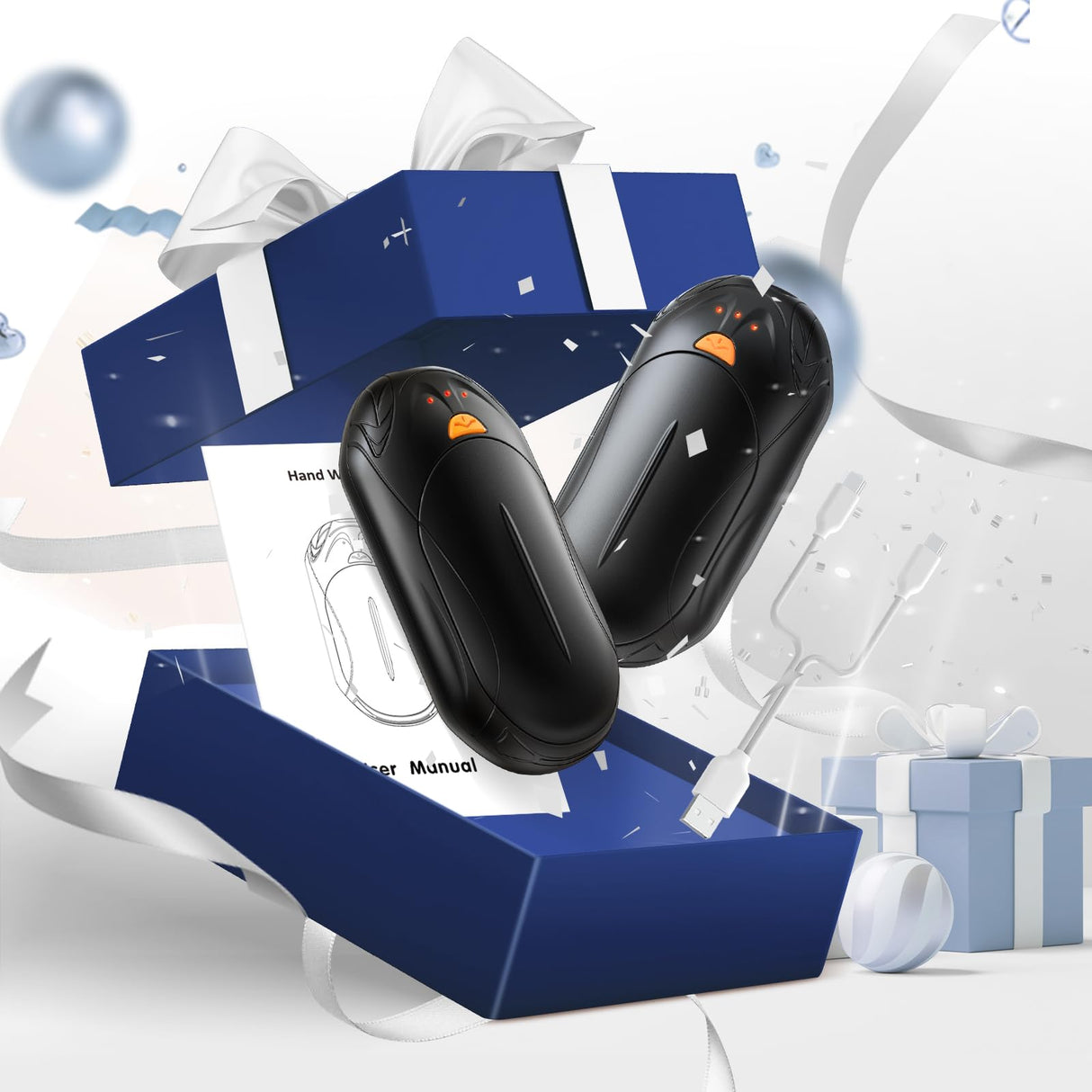 AI Hand Warmers Rechargeable 2 Pack, 20Hrs Long Safe Heat, AI Smart Chips Electric Hand Warmers, Portable Pocket Heater, Gifts for Christmas, Outdoor, Golf, Hunting, Camping Accessories