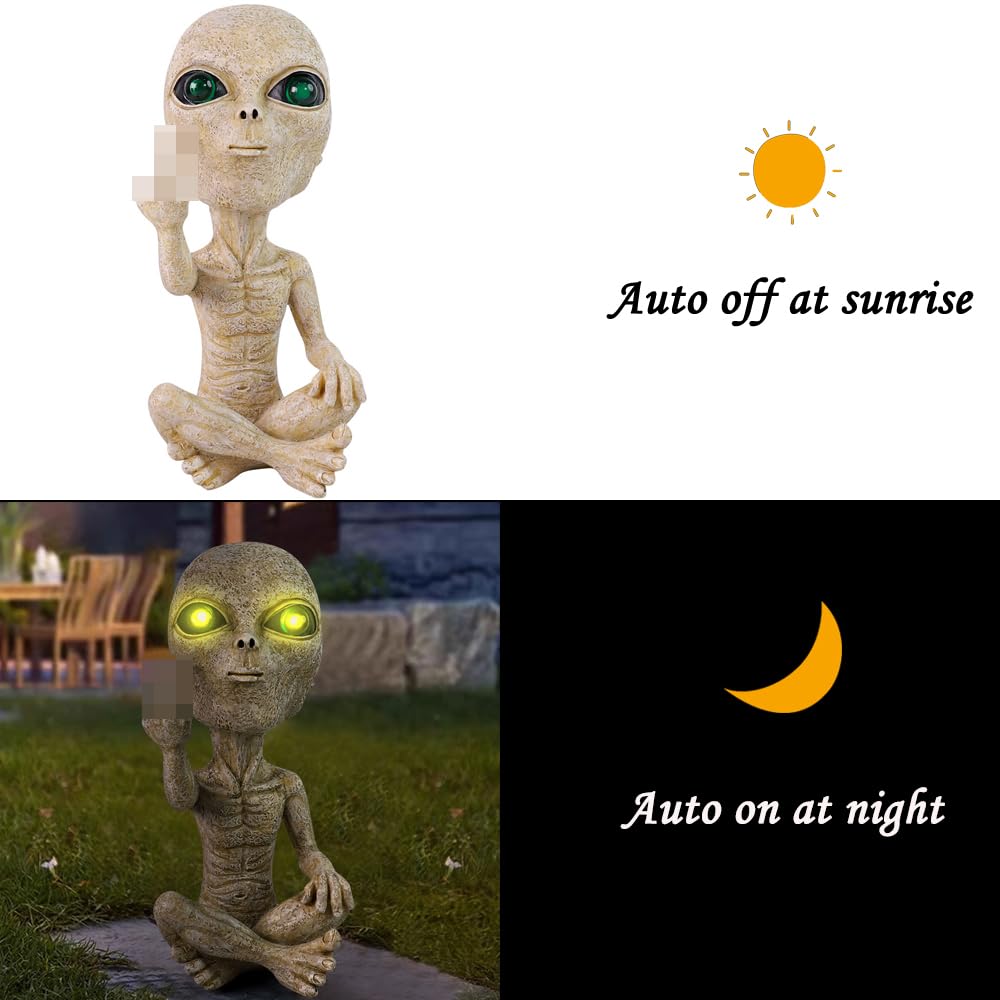Lopoti Solar Light Alien Statues Sculpture,Funny UFO Extraterrestrial Figurine for Home Garden Yard Art Outdoor Decoration.