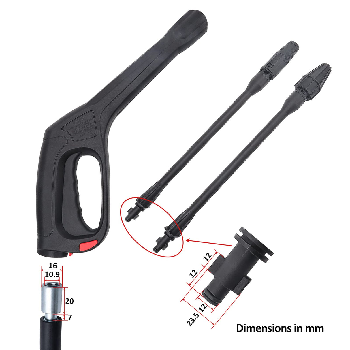 Bear Force High Pressure Water Spray Gun Wand Nozzle, Replacement Pressure Washer Gun Compatible with Portland Pulsar Powerwasher TaskForce TaskMaster ShopForce Electric Pressure Washers