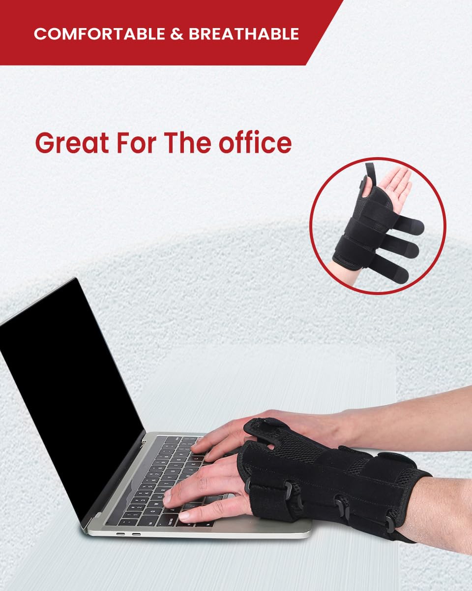 Hurmoya Wrist Brace Thumb Spica Splint Support for Carpal Tunnel, De Quervain's Tenosynovitis, Tendonitis Pain Arthritis Trigger for Man and Women (Medium - Right Hand)
