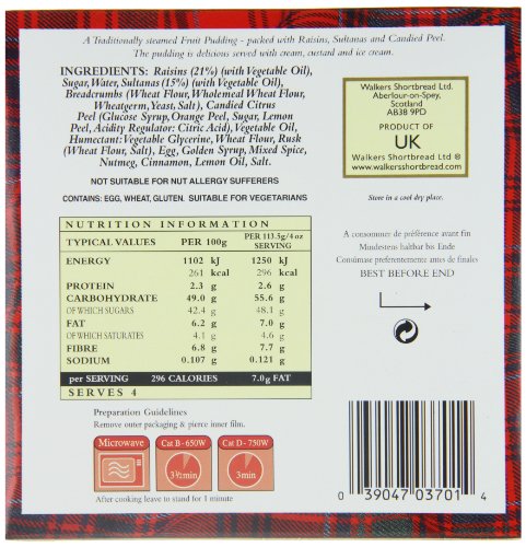 Walker’s Rich Fruit Pudding - 14.1 Oz Plum Pudding for Christmas - Luxury Holiday Treat and Dessert from Scotland