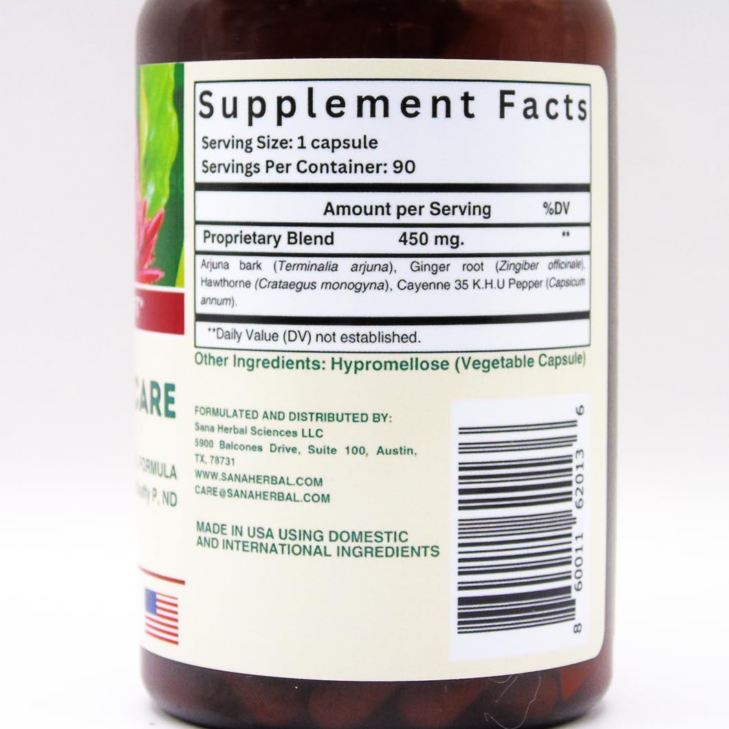 Artery Plaque Removal Formula | 4-Element All-Natural Supplement to Support Blood Pressure, Healthy Cholesterol, and Heart Rhythm | 90 Easy-to-Swallow Capsules | by Sana Herbal