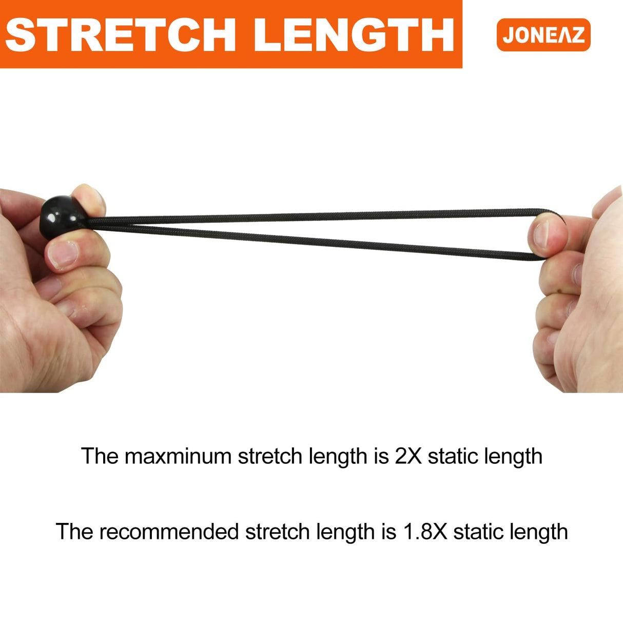 Joneaz Ball Bungee Cords 9 inch Black, Real Latex Bungee Cord, Stretch to 20 inch, 50-Piece