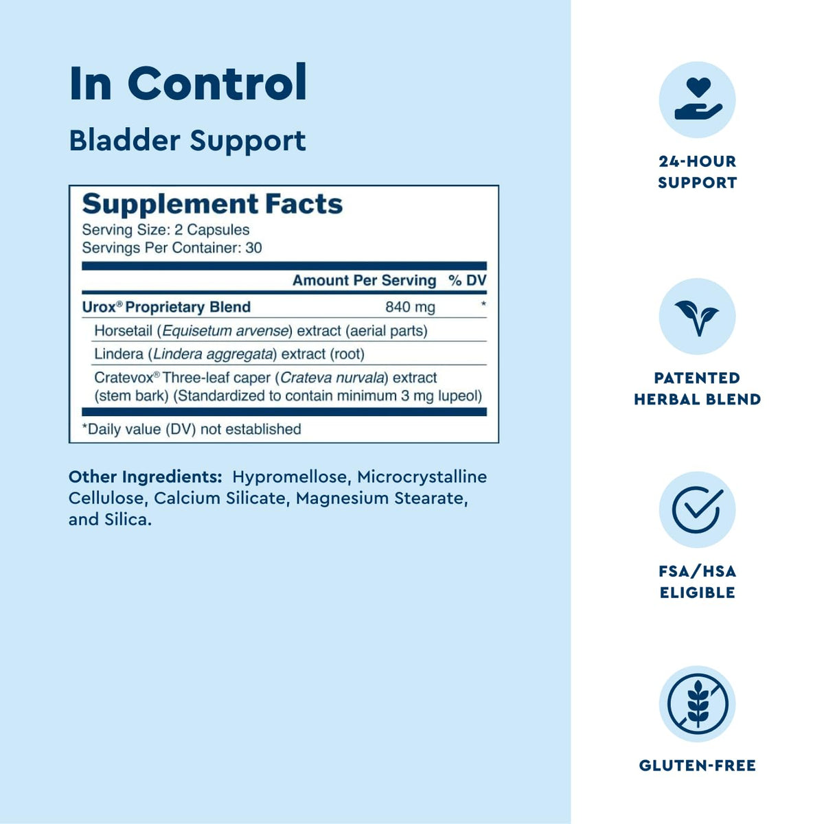 Uqora In Control, Daily Bladder Support, 60 Capsules