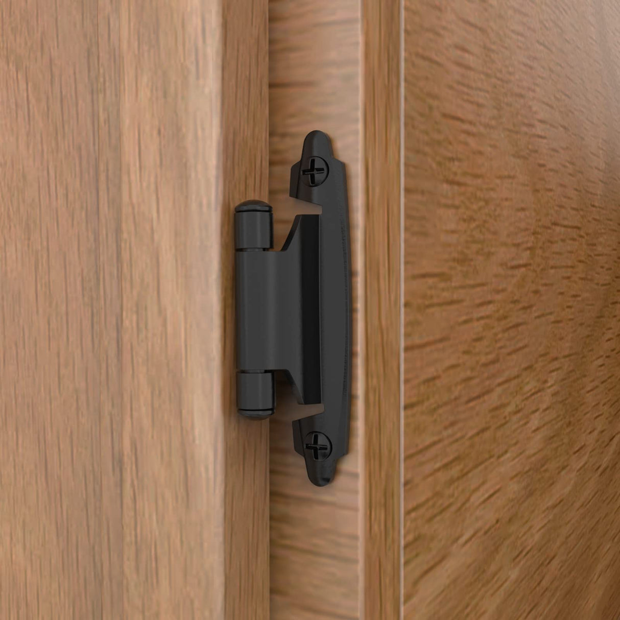 Chibery 3/8 Inch Inset Cabinet Hinges, 25 Pairs(50 Pack) Self Closing Flush Face Mount Hinges with Door Bumper, Variable Decorative Hardware for Bathroom, Furniture, Kitchen Cabinet Doors, Matte Black