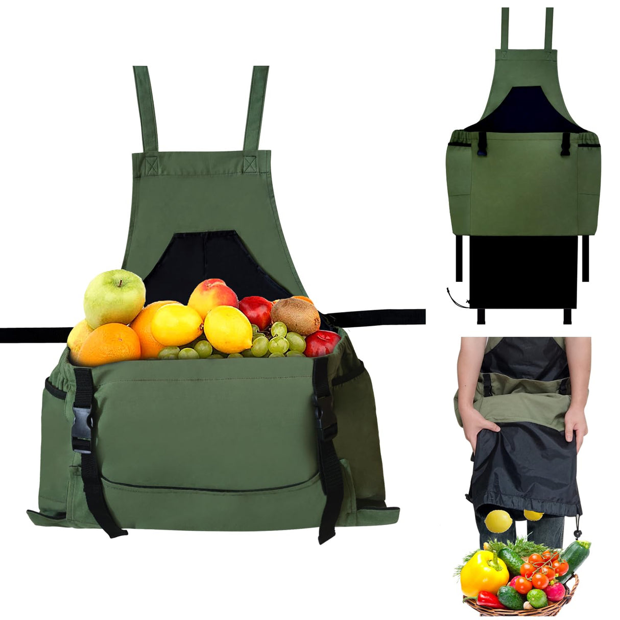 Tintsabo Gardening Apron, Harvest Apron Gardening Gifts for Men Gardening Apron with Pockets for Women, Green