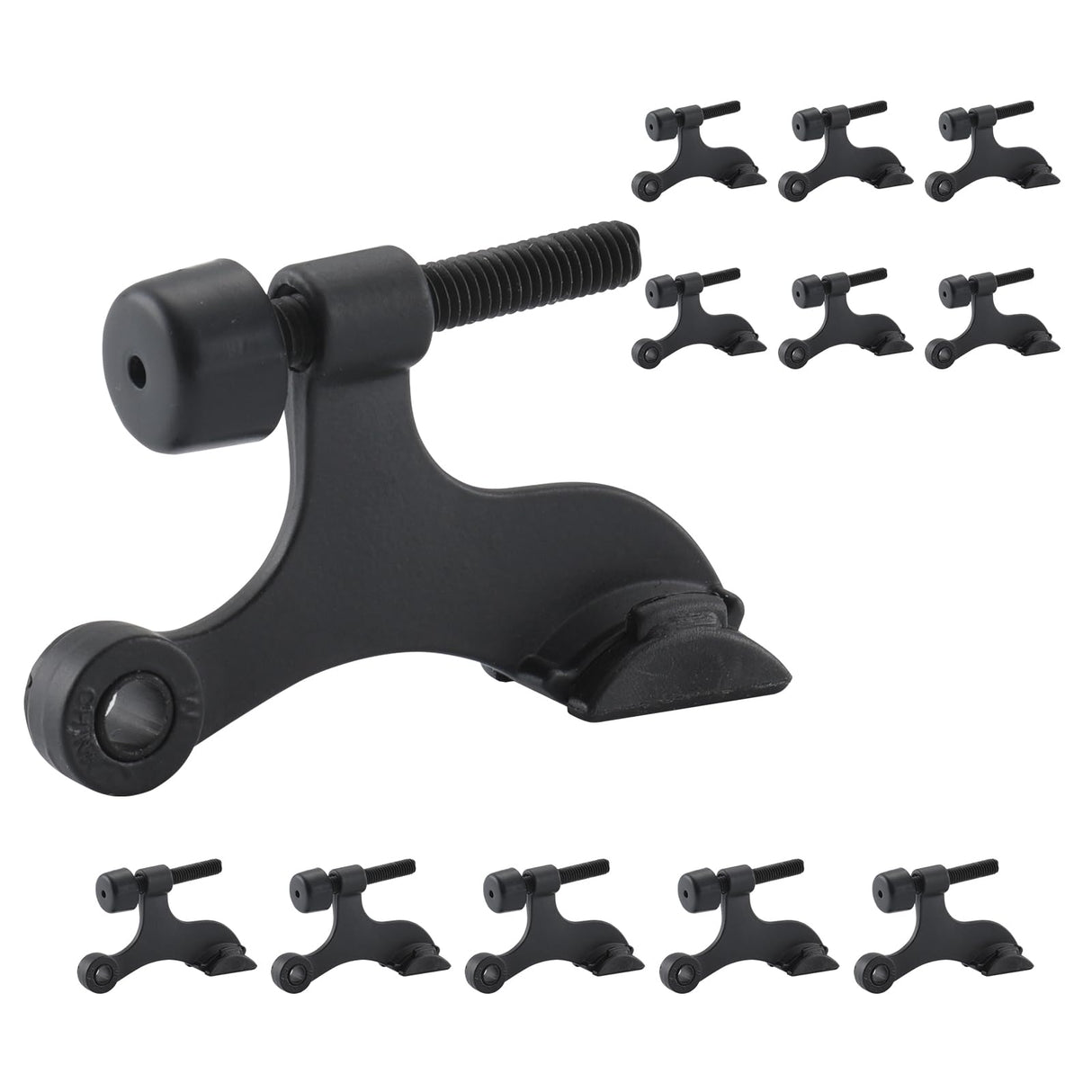 HOME MASTER HARDWARE Hinge Pin Door Stopper, 12 Pack Matte Black Adjustable Heavy Duty Door Stop with Cushioned Plastics Bumper Tips for Durable Use
