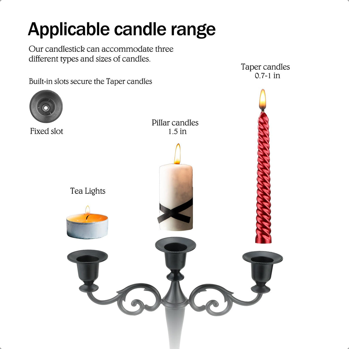 Viscacha 5-Arm Black Metal Candelabra Halloween Taper Holder Decor