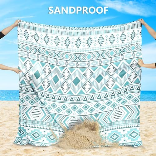 Beach Blanket Waterproof Sandproof Beach Mat 79" X 83" /10'x9'for 2-8 Adults Quick Drying Outdoor Picnic Mat Beach Accessories for Travel, Camping, Hiking