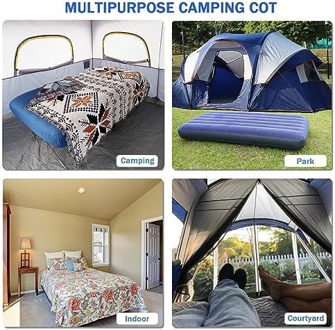 KAMPKEEPER Camping Cot,Camping Cots for Adults,Folding Camping Cot with Inflatable Air Mattress and Carry Bag,for Outdoor Travel Camp Beach Vacation (not Included The Airpump)
