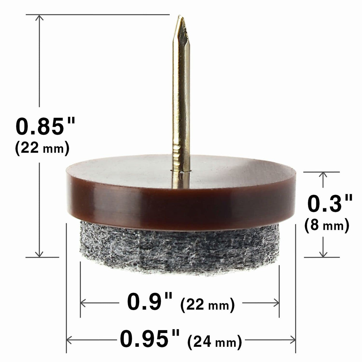 Nail-on Felt Pads X-PROTECTOR 40 PCS - 0.95" Felt Chair Pads - Floor Protectors for Furniture Legs - Best Furniture Sliders for Hardwood Floors (24 mm)!