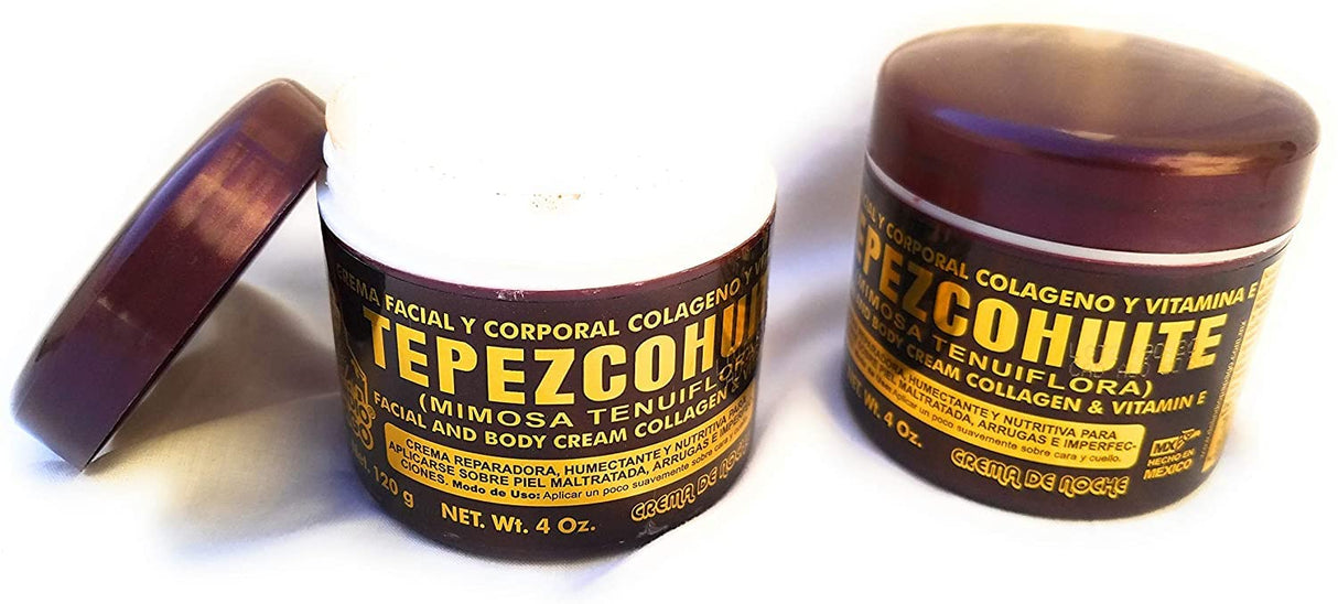 DEL INDIO PAPAGO Tepezcohuite Night Facial Skin Cream 60g / 2.02 Fl Oz + Neutral Soap with Tepezcohuite 125g - Mexican Beauty - For All Skin Types - Nourishes - Softens - Paraben Free - Bundle