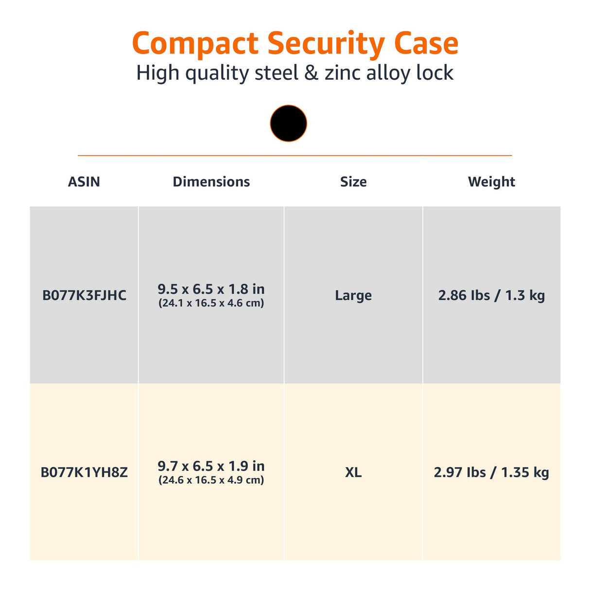 Amazon Basics Portable Security Case Lock Box Safe with Combination Lock for Documents, Valuables, Personal Items, Dorm Room, Home, Large, Black