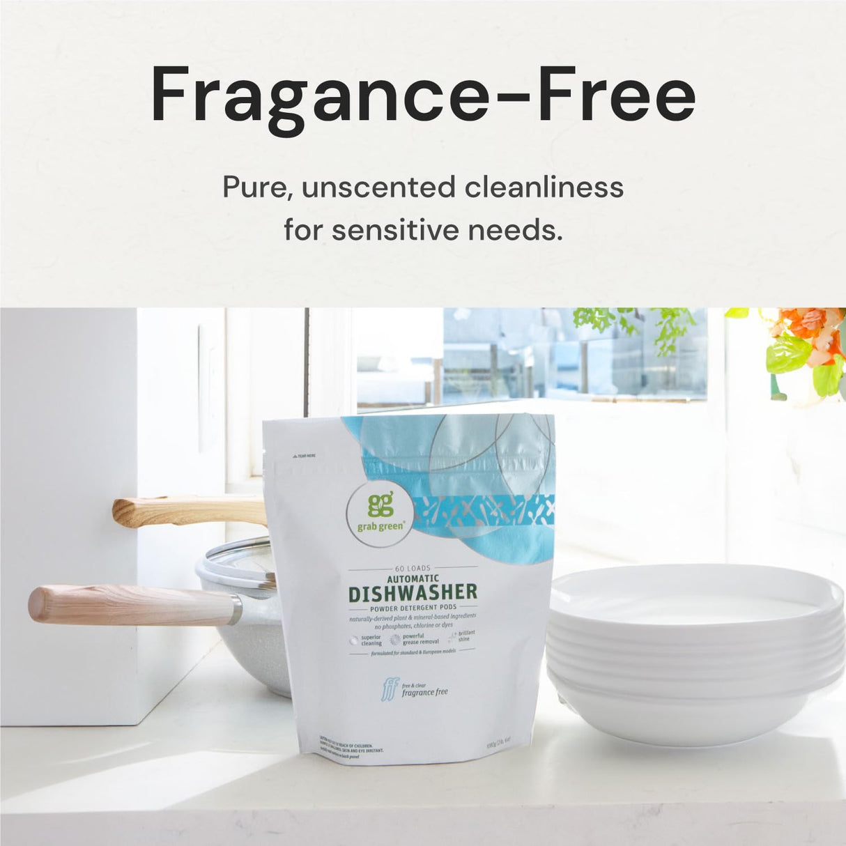 Grab Green Dishwasher Pods, 60 Count, Unscented, Plant & Mineral Based