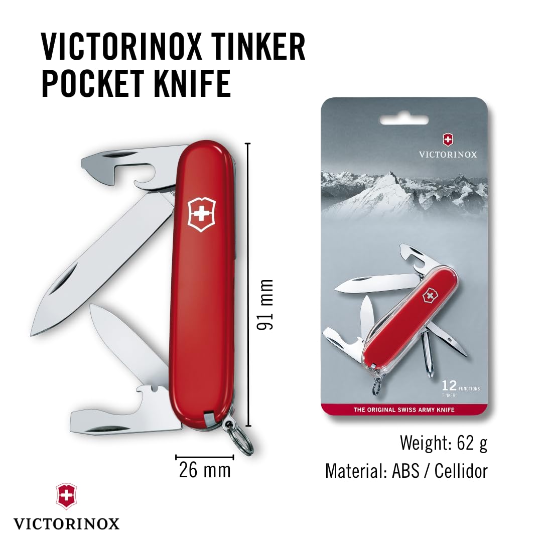 Victorinox Swiss Army Tinker Pocket Knife, Red, 91mm (53101)