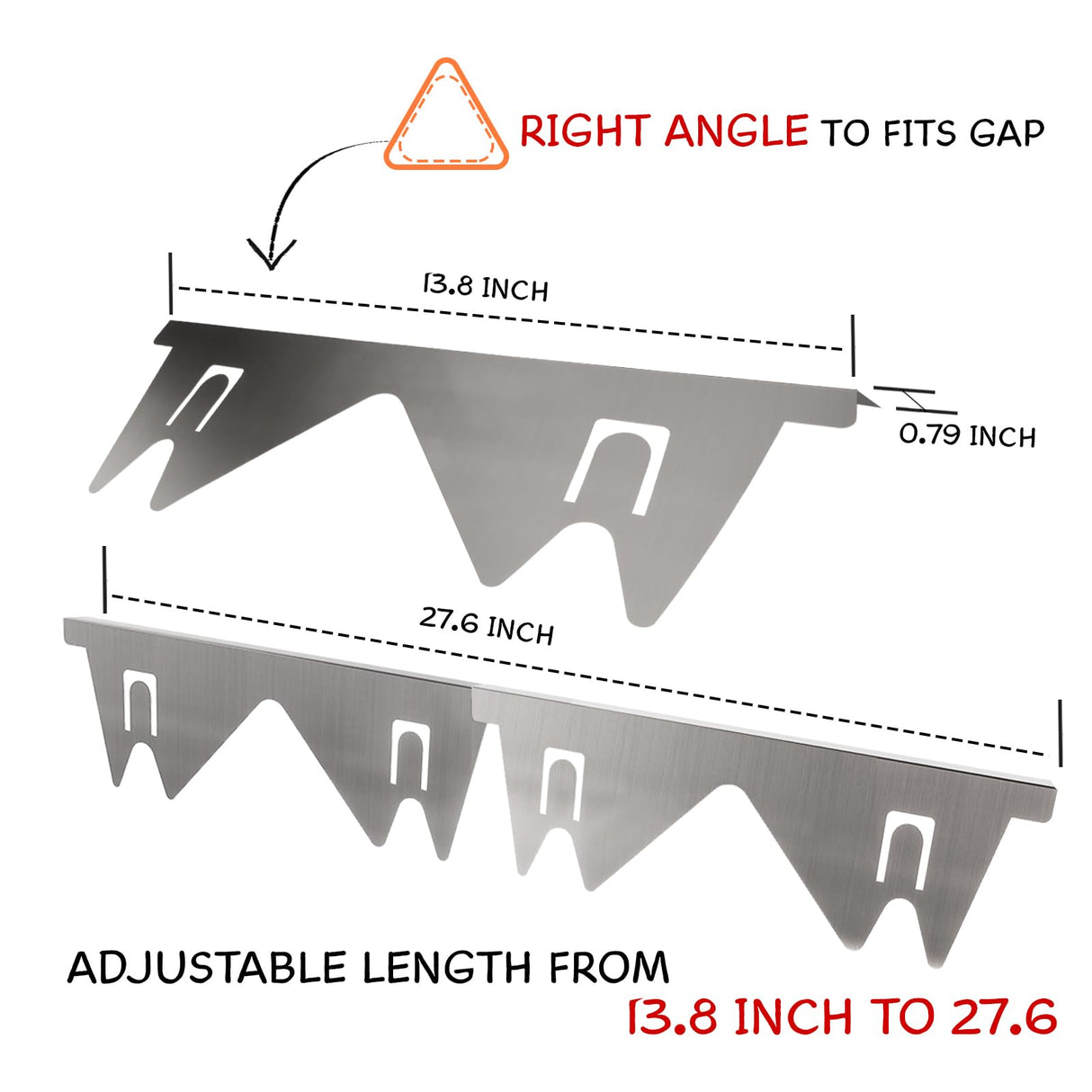 Xaogogo Stainless Steel Stove Gap Covers (2PCS), Stove Gap Filler, Stove Guard for Kitchen Oven Counter Side Gap, Range Trim Kit, Easy Clean and Heat Resistant, Adjustable Length 13.8" to 27.5"