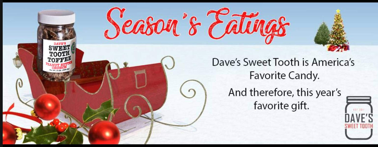 Dave's Sweet Tooth Toffee Variety Pack, Milk Chocolate, Dark Chocolate, Coffee, Peanut Butter, Dark Chocolate Cherry Flavors, 8oz Resealable Jar, 5 Pack