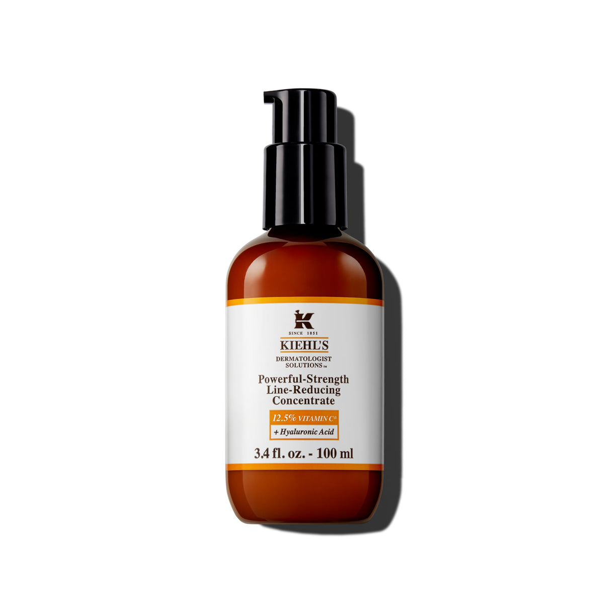 Kiehl's Powerful-Strength 12.5% Vitamin C Serum, Line-Reducing Concentrate for Face, Boosts Radiance & Firmness, Smooths & Plumps Skin, with Hyaluronic Acid, Dermatologist-Tested - 3.4 fl oz