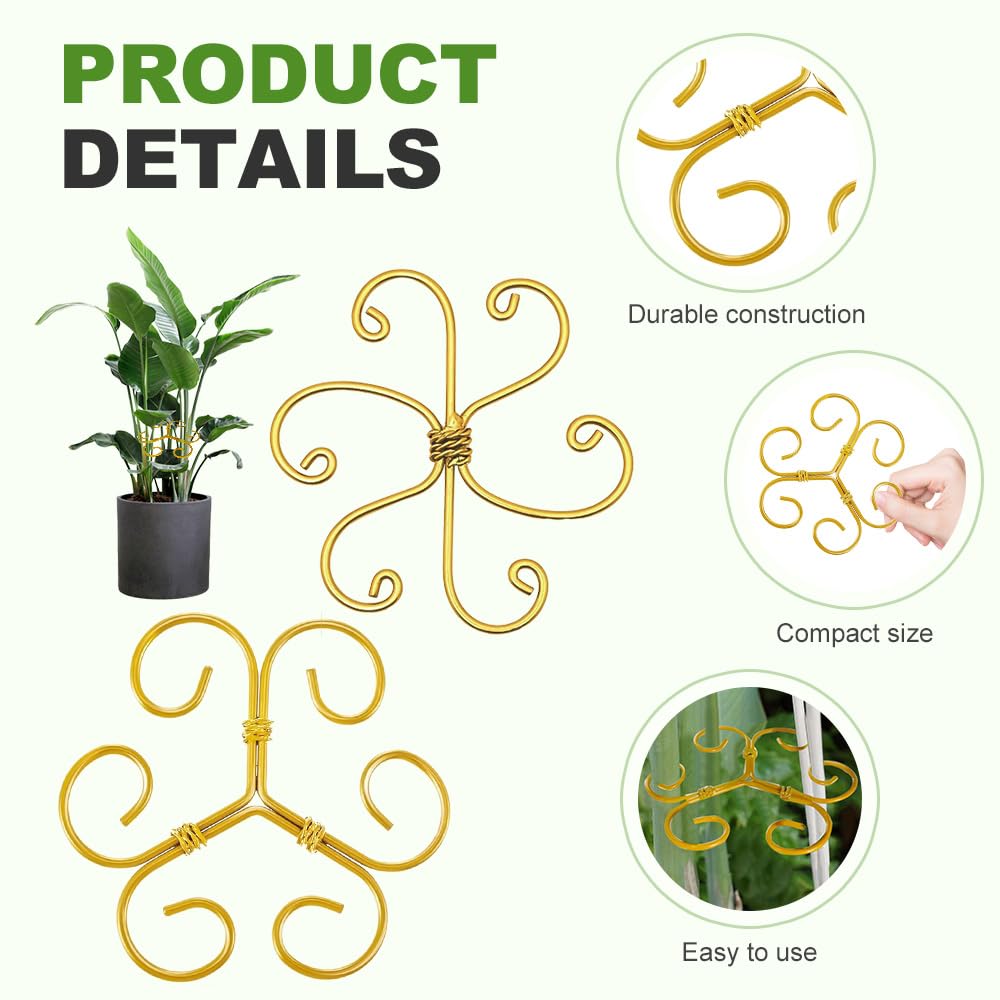 Plant Stem Support Set, 2025 New Reusable Plastic Climbing Plant Support Plant Trellis 3/6 Pcs, Upgrade Climbing Houseplant Support Stakes for Indoor Plants Stem Holder (3, Green)