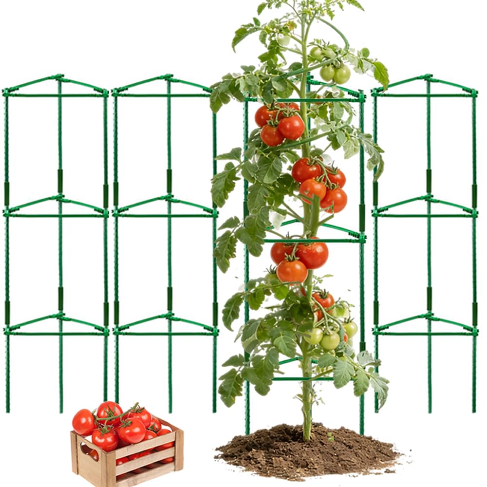 Orgrimmar 4 Pack Tomato Trellis & Cages, Plant Support Stakes for Outdoor Vertical Garden, Climbing Plants, Vegetables, Tomatoes, Cucumbers