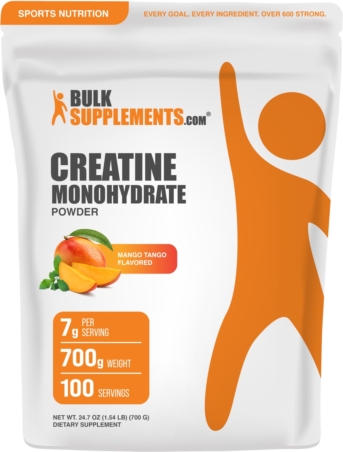 BulkSupplements.com Creatine Monohydrate Powder - Creatine Flavored Powder Supplement, Micronized - Mango Tango Flavor, 7g per Serving, 700g (1.5 lbs) (Pack of 1)