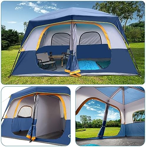 UNP 2/4/6/8 Person Tent, Portable Cabin Tent, Camping Tent 4-Person Easy Set Up, Waterproof with Top Rainfly for Outdoor Camping/Hiking