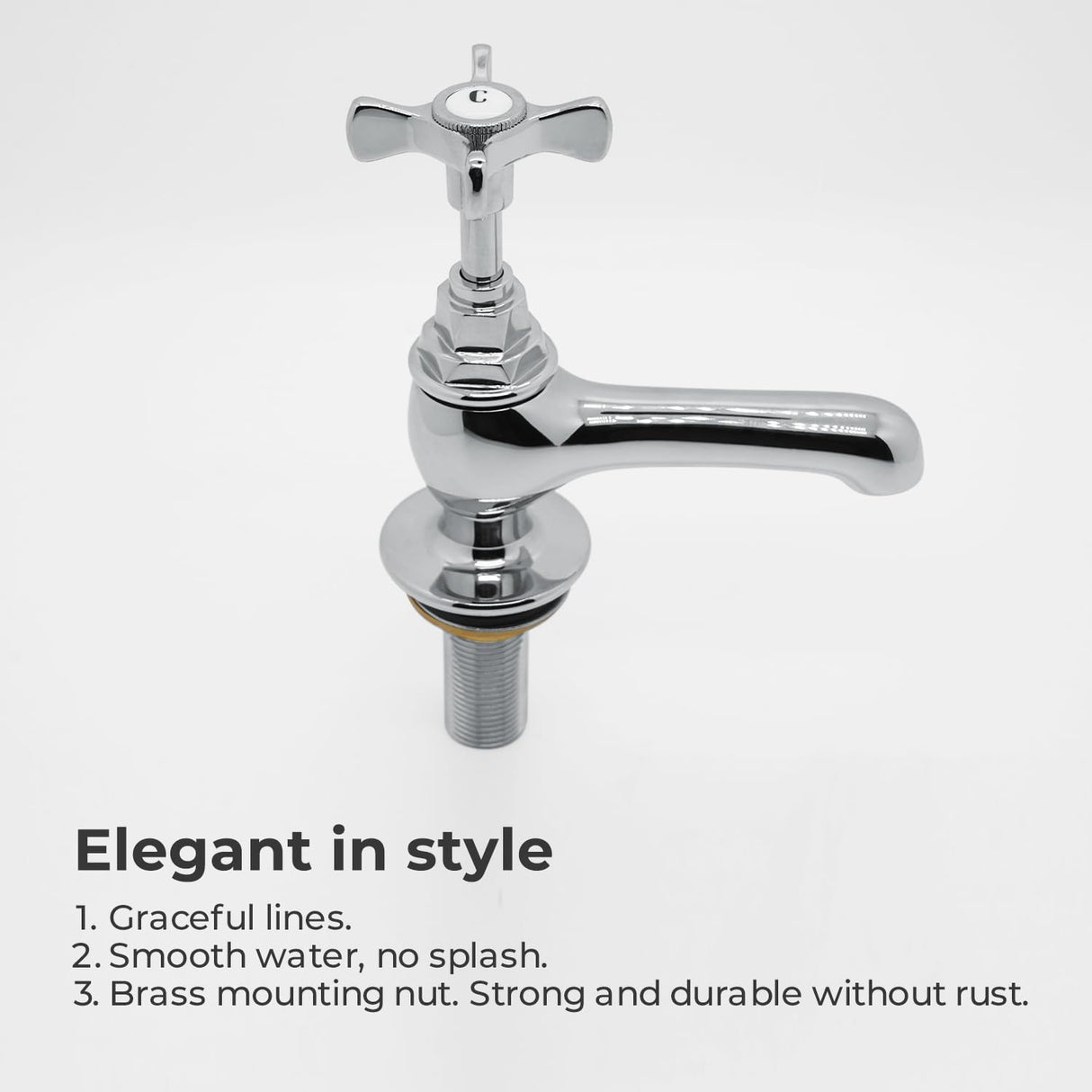 VANCOCO Traditional Chrome Brass Basin Tap Pair 1/2", Victorian Style Hot and Cold Head Cross Lever Bathroom Sink Taps, Polished Chrome Brass Pillar Toilet Sink Wash Faucet Set of 2