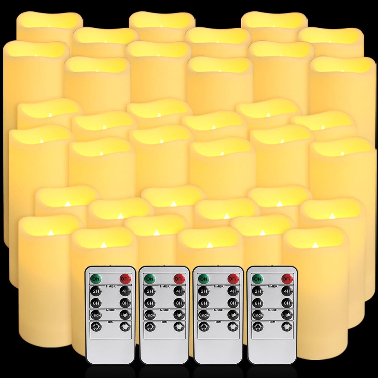 Wfmolcand 36-Pack Flickering Flameless Candles with Remote Control - LED Fake Candle Perfect for Wedding,Outdoor,Table,Halloween,Christmas Decor - Create a Magical Ambiance Effortlessly(Three Sizes)