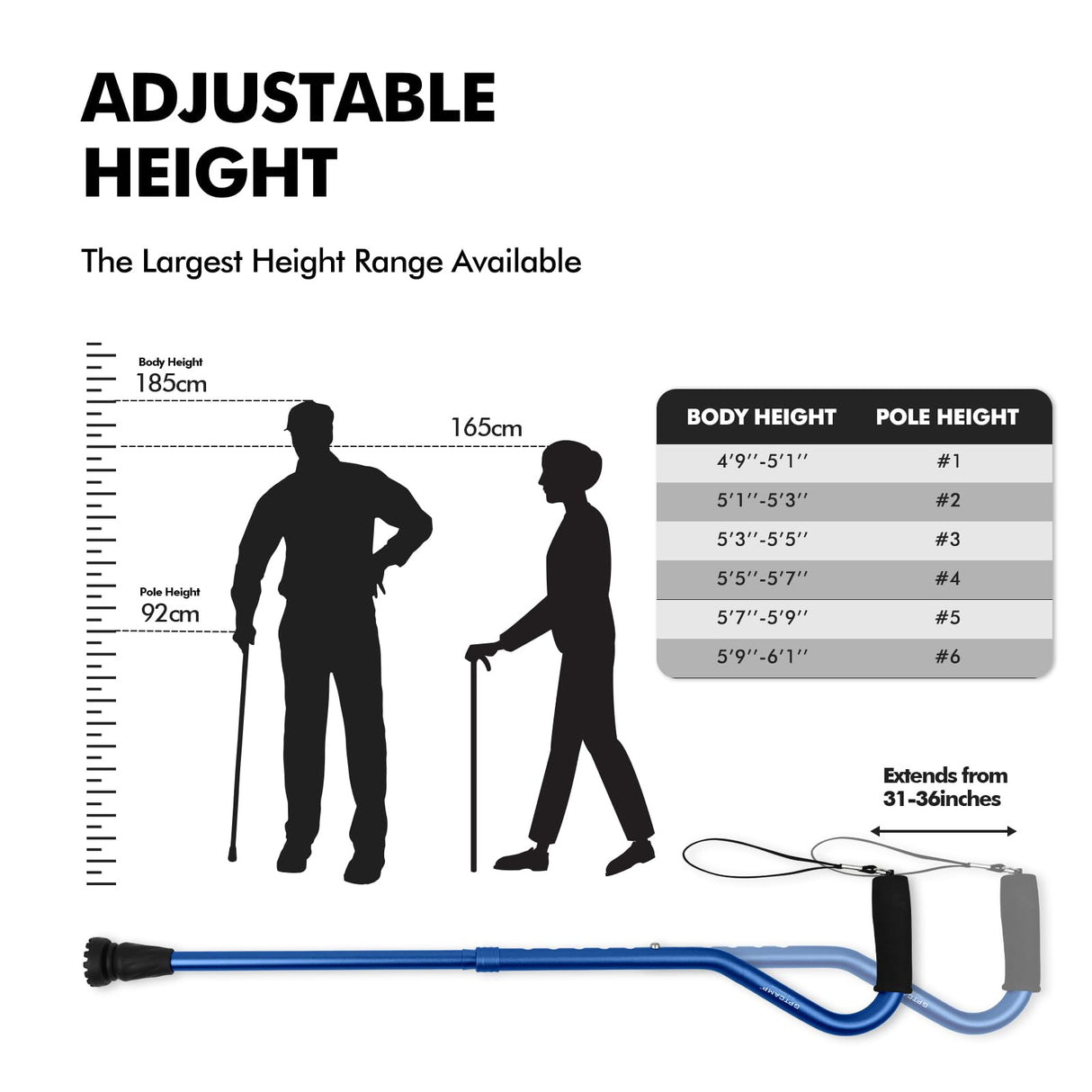 GPTCAMP Walking Cane and Walking Stick for Men Women,Lightweight Folding Canes with Offset Soft CushionedHandle,Adjustable&Collapsible,Mobility & Leg Surgery Recovery (Dark Blue)
