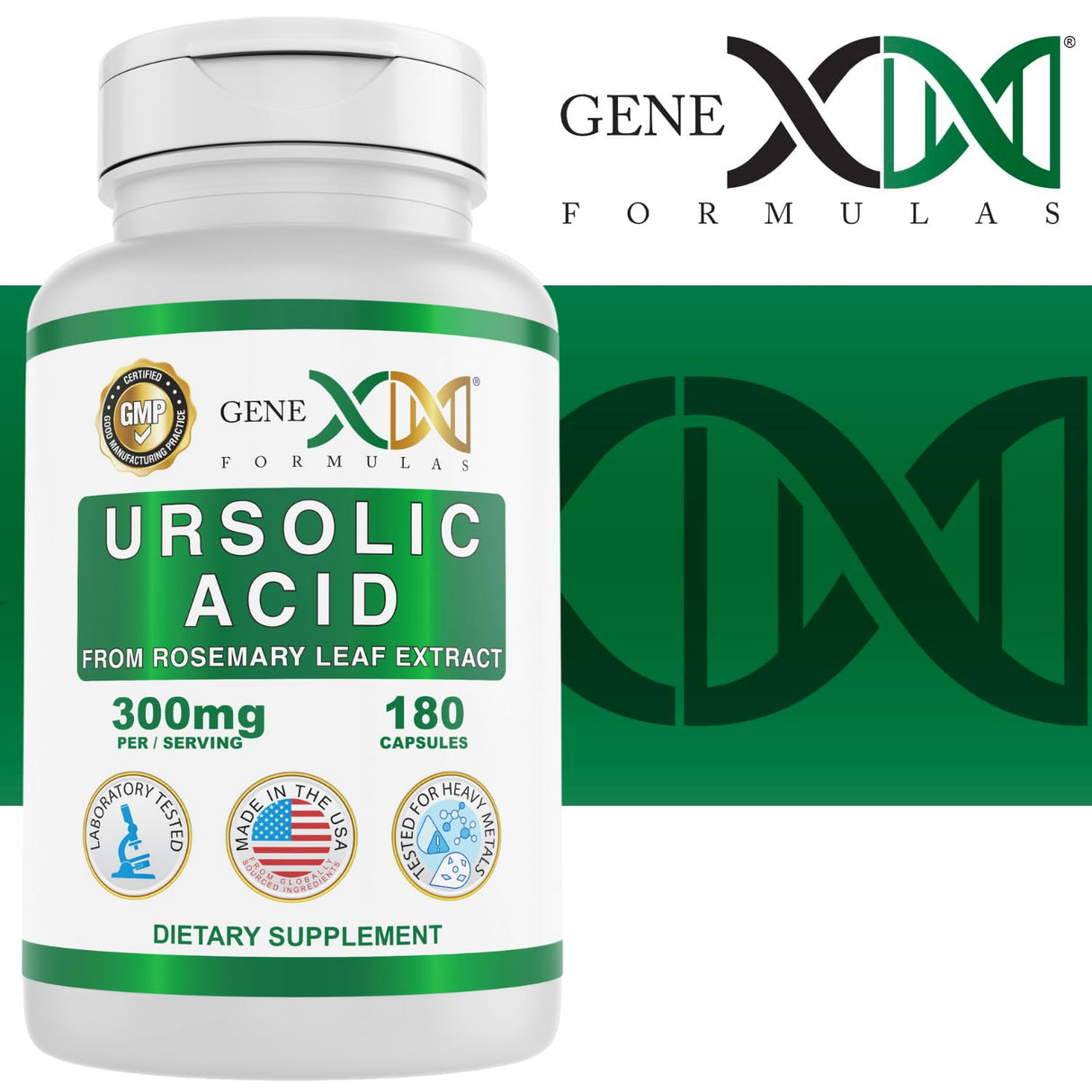Genex Formulas Ursolic Acid 300mg (180 Capsules) Ursolic Acid Sourced from Rosemary Extract - Non-GMO, Gluten Free, Vegetarian