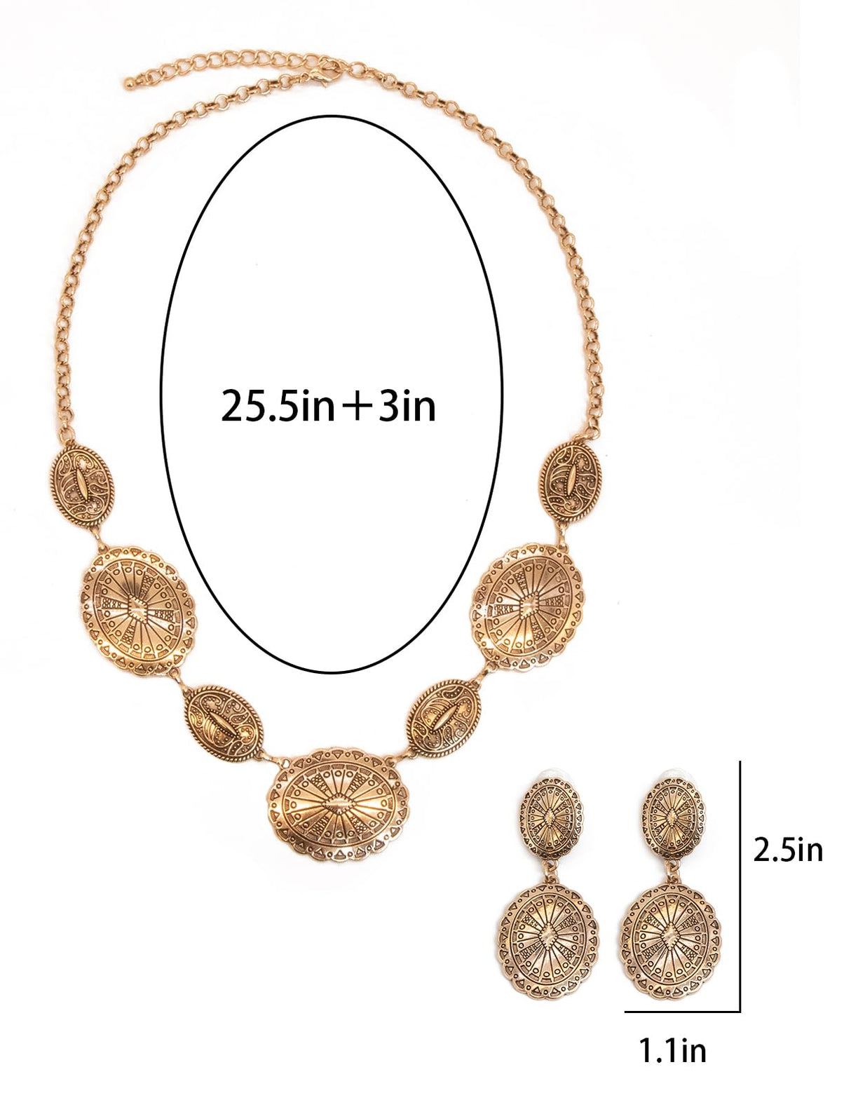 TOPACC Western Jewelry Set for Women Metal Vintage Western Necklace with Earrings Cowgirl Jewelry for Country Concert Outfit