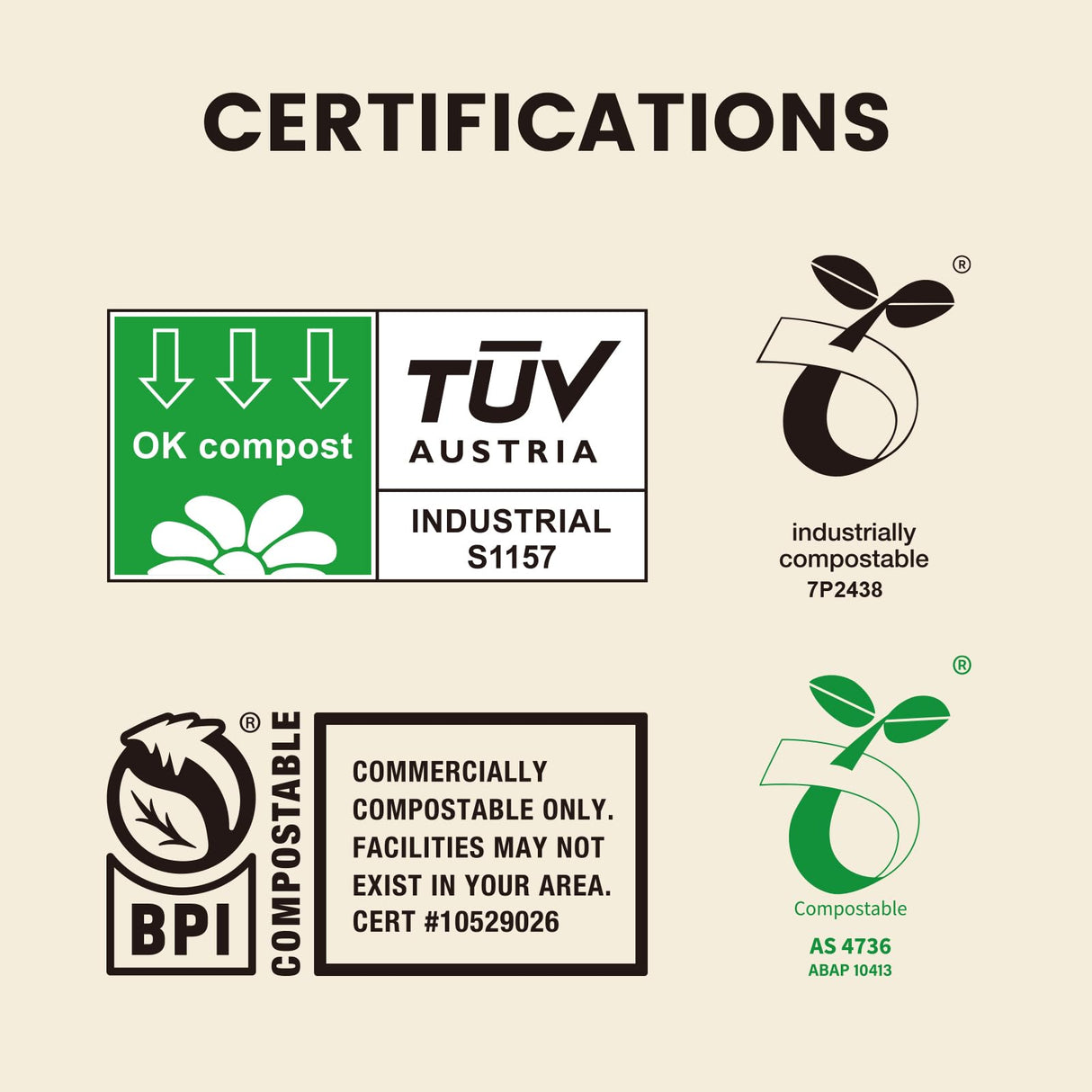 SUPERBIO 2.6 Gallon Compostable Bags, 100 Count, 2 Pack, 9.84L, Handle Tie Food Waste Bags, BPI and OK compost INDUSTRIAL Certified