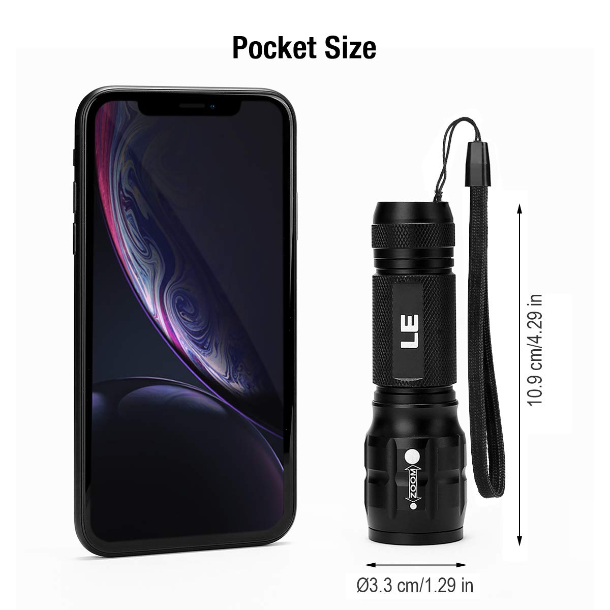 Lighting EVER LED Flashlights High Lumens, Small Flashlight, Waterproof, Adjustable Focus Flash Light for Outdoor, Emergency, Camping, AAA Batteries Included, 2 Pack