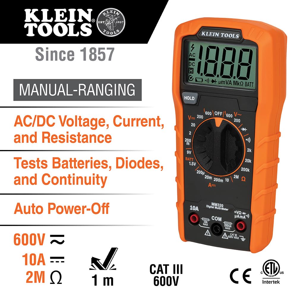 Klein Tools 69149P Electrical Test Kit with Digital Multimeter, Non-Contact Voltage Tester and Electrical Outlet Tester, Leads and Batteries