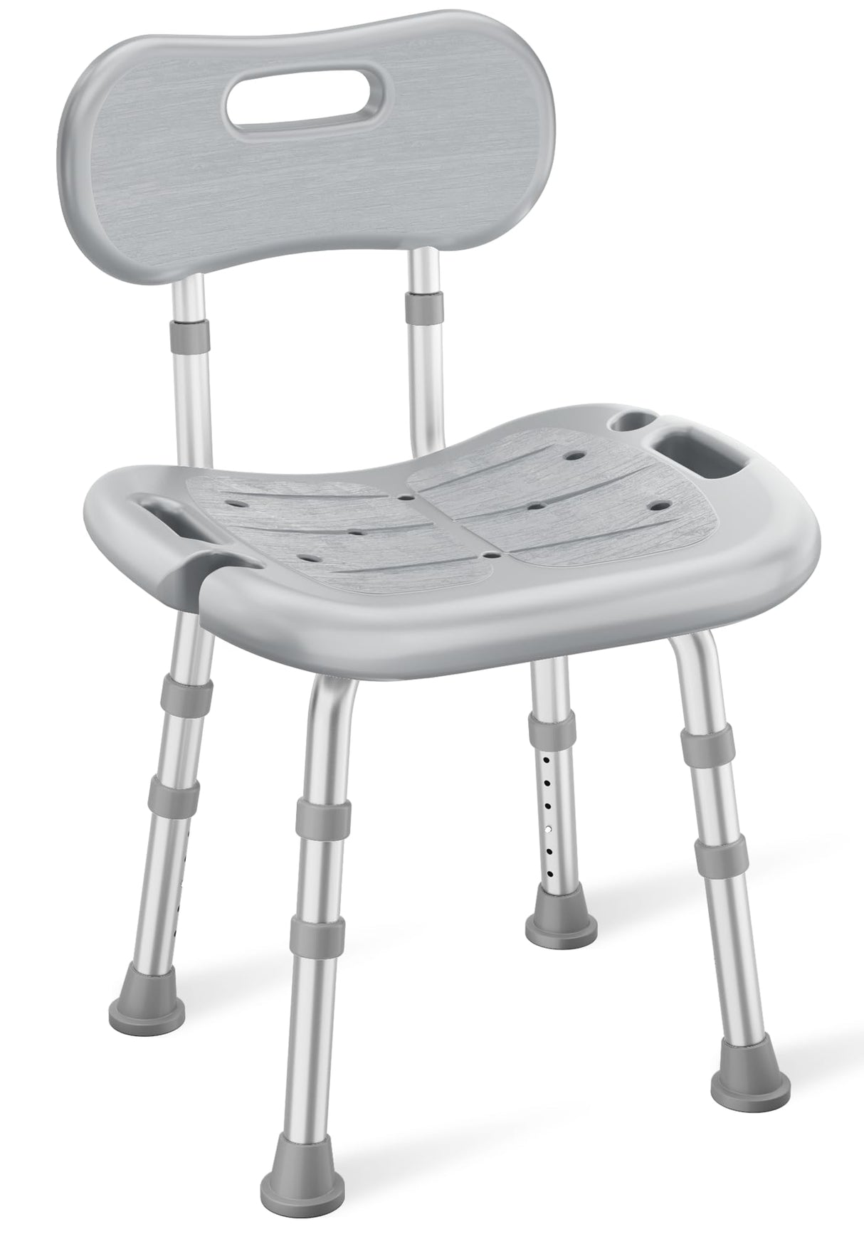 HOMLAND Shower Chair for Inside Shower with Removable Back, FSA/HSA Eligible Adjustable Height, Non-Slip Heavy Duty Bath Chair for Bathtub, 350 lbs Shower Seat for Elderly and Disabled, Grey