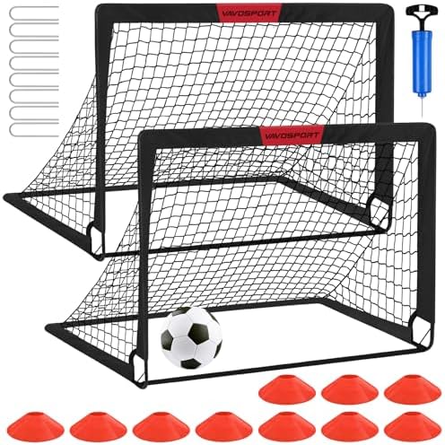 Kids Soccer Goals for Backyard Set - 2 of 4' x 3' Portable Soccer Goal Training Equipment, Pop Up Toddler Soccer Net with Soccer Ball, Soccer Set for Kids and Youth Games, Sports