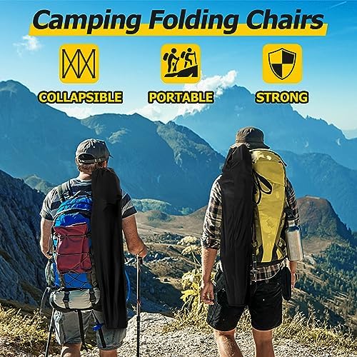 Joyfair Portable Camping Chair, Outdoor Lawn Folding Chairs for Adults, Heavy Duty Large Foldable Chairs for Beach, Fishing, Tailgating Outdoor Sport, 2 Cup Holders & Carry Bag