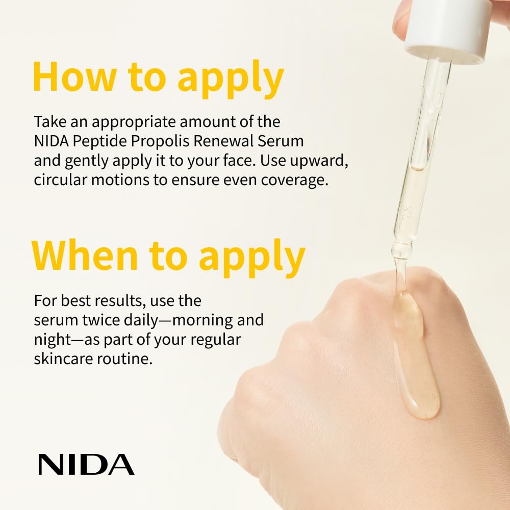 NIDA Peptide Propolis Renewal Serum | Peptide Complex, Propolis Extract, Adenosine | Youthful Look, Wrinkles, Fine Lines, Pore & Sebum Care | 1.69 fl.oz., 50ml (Old)
